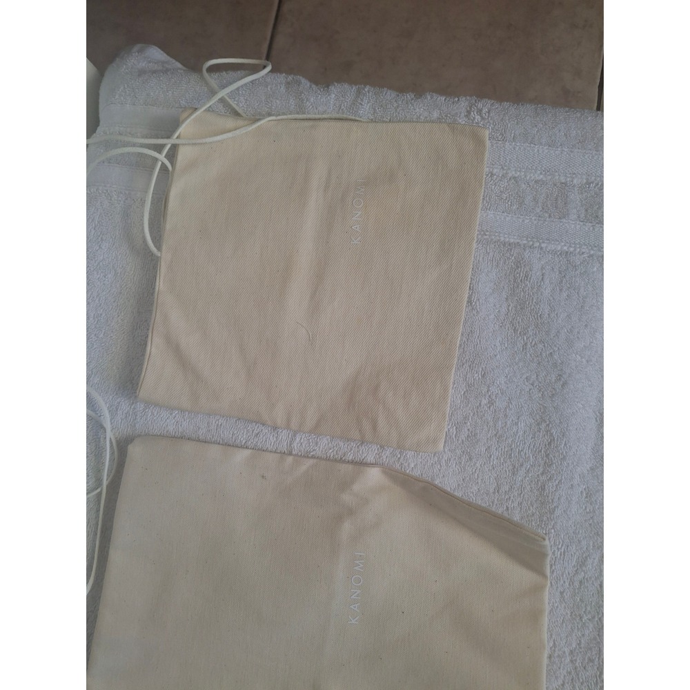 Kanomi Canvas Drawstring Dust Bags Set of 2 Cream Storage Pouches Small Large - Picture 3 of 8